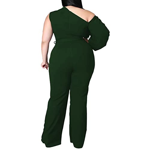 Iymoo Womens Plus Size Jumpsuits Elegant Loose Long Wide Leg Jumpsuits Romper Green 4X #TOP3