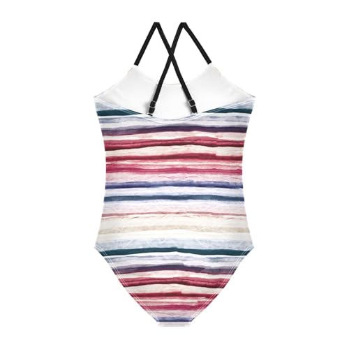 Grunge Stripes Trendy Girl 1-Piecing Swimsuits Swim Suits for Girls Bathing Suits for Teens Girls' Swimwear 9-10T2