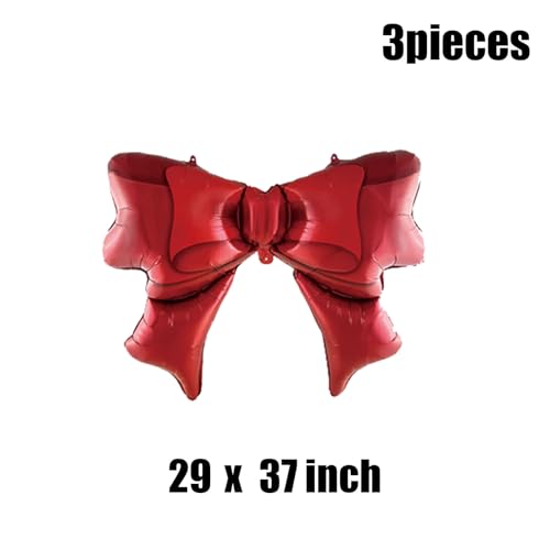 Image of 36 Inches Bow Foil Balloon Huge Bowtie Red Balloon for Baby Shower, Wedding, Kids Theme Party Decoration (Red 2)