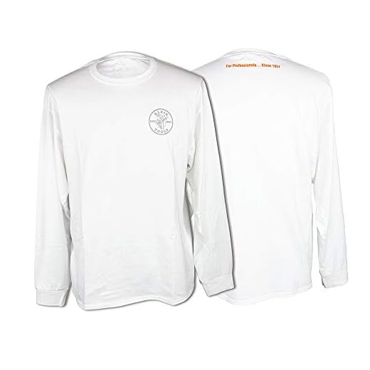 Klein Tools T-Shirt, Long Sleeved, White, Lineman Logo, L MBA00119-2