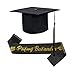 Produktbild SUNYOK Prüfung Bestanden Schärpe mit Absolventenhut 2024 Graduation Deko Set Schwarz Gold Abschluss Hut & Schärpe ABI Geschenk für Abitur Doktor Bachelor Master Abschlussfeier