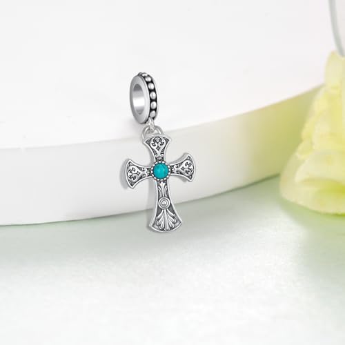 Turquoise Cross/Dragonfly Charms 925 Sterling Silver Charms for Bracelets Turquoise Jewelry Gifts for Women Mom2