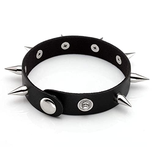 Manfnee 2Pack Punk Goth Bracelet For Man Women Leather Spike Rivet Metal Studded Wristbang Black #TOP7