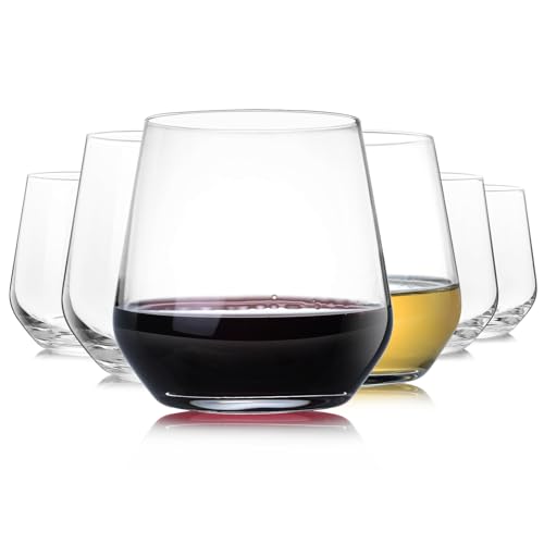 Chouggo Stemless Wine Glasses Set of 6, Hand Blown Premium Crystal Square Red White Wine Glass...