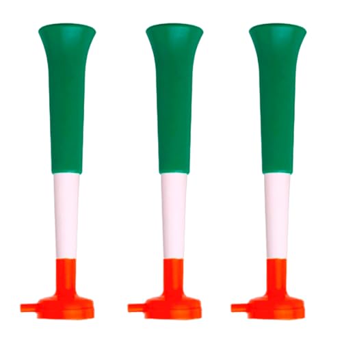 Pack 3 Trompetas Vuvuzelas Extensibles para Animación Deportiva | Bocina Potente 98dB Desmontable | Accesorio de Estadio para Fútbol y Eventos Exteriores | Trompeta Plegable Portátil Ultra Resistente