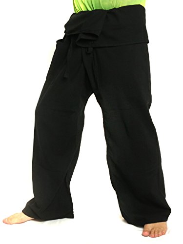 jing shop Men's Thai Fisherman Pants Extra Long Cotton Solid Color with One Side Pocket4