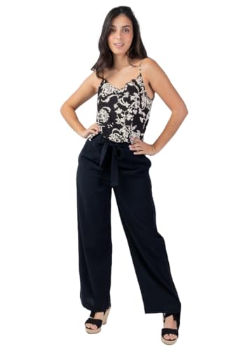 Pantalon femme été SHERINE noir uni contre les fortes chaleurs