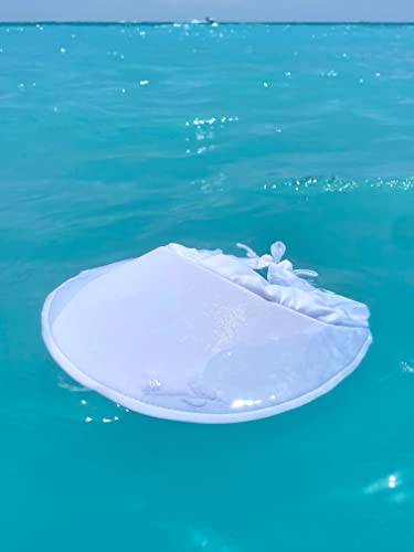 Panama Jack Women's Sun Visor Hat - Lightweight, Packable, Adjustable Tie, 4" Wide Floating Big Brim With Embroidered Logo (White) #TOP5