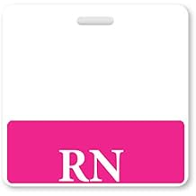 Pink RN Badge Buddy - HORIZONTAL - مقاوم للانزلاق للخدمة الشاقة وبطاقات مقاومة للدموع - على الوجهين - معرف معرف الدور السريع لأصدقاء الممرضة المسجلين - مطبوعة في الولايات المتحدة الأمريكية بواسطة معرف متخصص, عنصر واحد