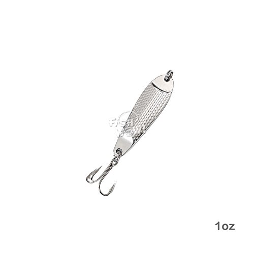 5Pcs Fish Wow! 1Oz Casting Spoon Jig Lures Hammered Spoons With A Treble Hook - Silver #TOP4