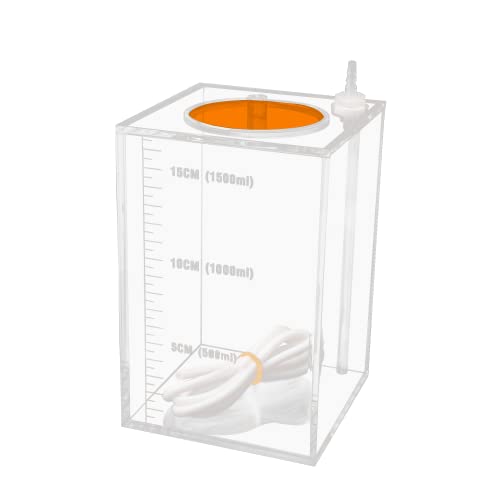 Image of Aquarium Choice Acryli Made Liquid Storage Bucket Dosing Pump Reservoir Container (4.25 * 4.25 * 6.5 Inch;1500ml /1.5L(Orange Version)