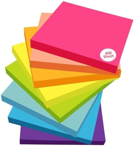 Cubic Multicolour Sticky Notes – 400 Sheets | 5 Bright Colours (80 Sheets Each) | Self-Adhesive, Removable & Residue-Free Memo Pads | Ideal for Notes, Reminders, Planning, Study & Office Use