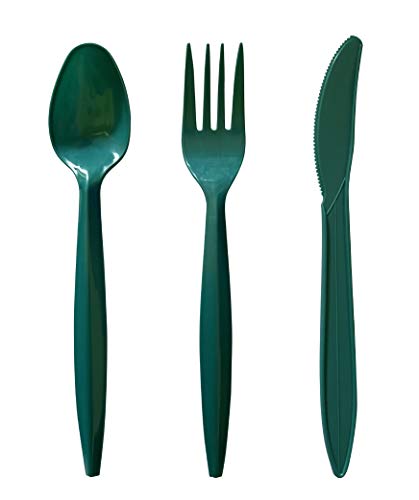 Suiwen 60 Pack Plastic Cutlery Set Disposable Plastic Silverware Plastic Bulk Flatware Disposable Utensil Green 20 Plastic Knives 20 Plastic Forks 20 Plastic Spoons