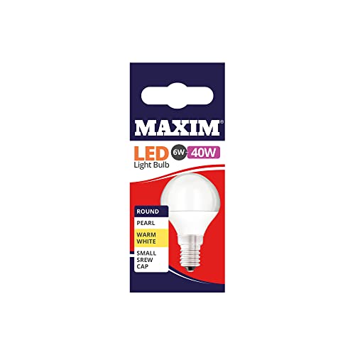 kenable™ - Lampadina LED Maxim, 6 W (40 Watt), luce bianca calda, SES E14, attacco a vite