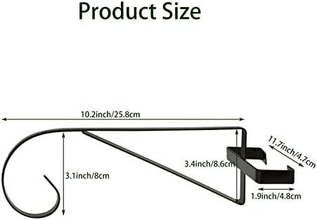 JMIATRY 4 Pcs Heavy Duty Hanging Basket Bracket, No Drill Fence Post Brackets for Concrete Posts, Black Iron Wall Hanging Bracket for Plants Pots Lanterns Bird Feeders