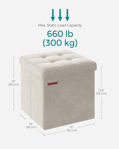 Songmics Storage Ottoman, Foldable Small Ottoman Foot Rest thumb #2