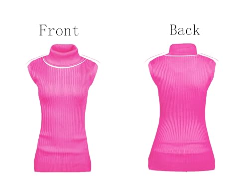 Image of v28 Women Sleeveless High Neck Turtleneck Stretchable Knit Sweater Top