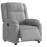 HGLADYU Electric Recliner Chair with Side Pocket, Light Gray Fabric Power Reclining Armchair with 135 Degree Tilt