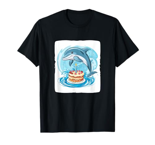 面白いケーキで楽しいイルカの誕生日パーティー。 Tシャツ