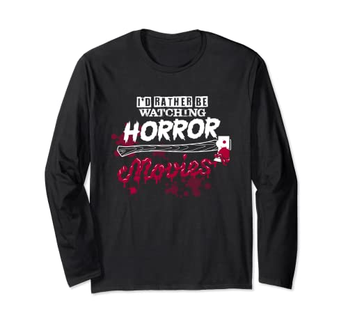 Prefiero estar viendo películas de terror - Retro 80's Slasher Manga Larga