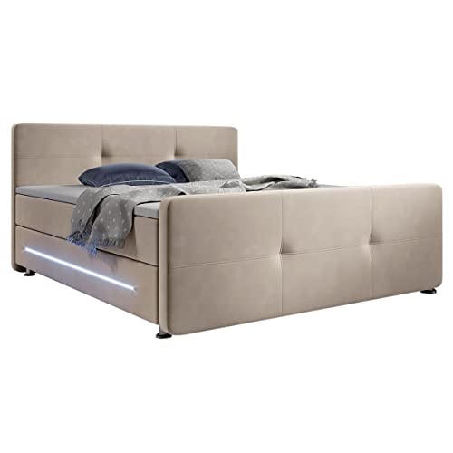 Supply24 since 2004 Designer Boxspring Bett Havanna mit Stoffbezug...