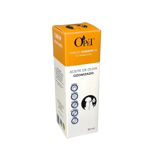 O3Pet Aceite de Oliva Ozonizado para Perros y Gatos - Casos Severos Piel, Heridas Profundas - Natural Ecológico - Tratamiento Intensivo 1200IP - 30ml