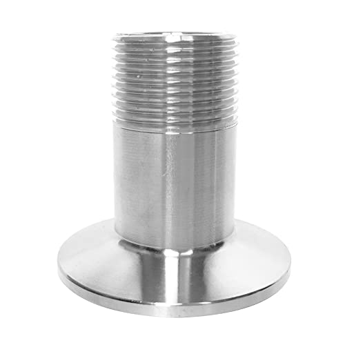 Fitvell Stainless Steel Sanitary Pipe Fitting 1" NPT Male Thread to 1.5" Tri Clamp 50.5mm Ferrule OD Sanitary Home Brew Adapter Connector (pack of 2)