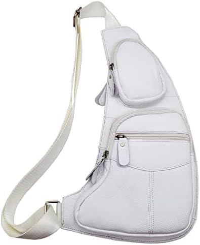 Miniatura 2 de Hebetag Bolso bandolera de cuero casual para hombres y mujeres, #00blanco, Mochila cruzada de moda para el pecho