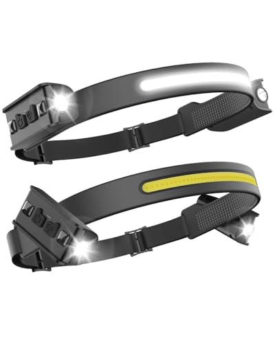 Tekwet Stirnlampe LED Wiederaufladbar 2 Stück,230°-Weitwinkel Adventure Light Stirnlampe mit Bewegungssensor,2400-mAh-Akku,6...