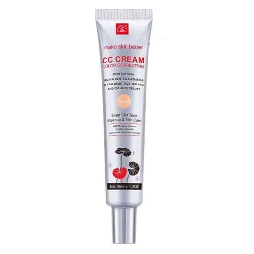 Color Correcting CC Cream with SPF 25, Coverage Lightweight Foundation, Hydrating Serum, Even Skin Tone Makeup and Skin Care, Boost Radiance, Refine Skin Texture, Avoid Sun Damage (LightLight, 1PCS)