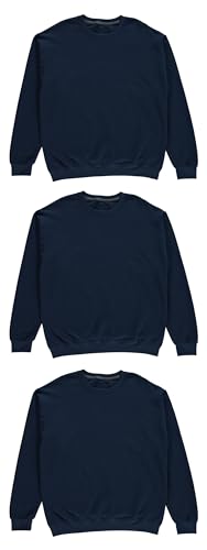 BILLIONHATS 3 Pack Men’s Crewneck Sweater Bulk Multipack, Cotton, Screenprinting Sweat Shirts For Men, Layer Shirt2