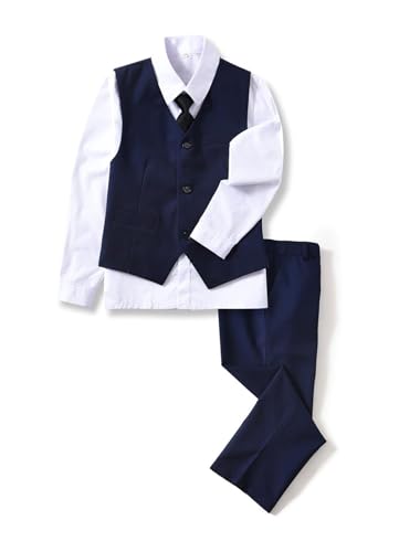 Image of YuanLu Boys Suit Dress Clothes Ring Bearer Outfit Homecoming Dresses Boy Vest and Pants Set for Kids Wedding Tuxedo Suits