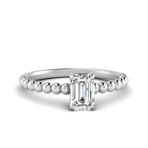Bague Solitaire Émeraude en Argent Sterling Ajustable de Taille 47 à 70