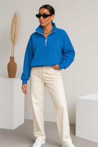 Image of Mack Jonney Women's Fleece Half-Zip High Neck Sweatshirt | Warm & Stylish Winter Wear -M4746