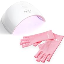 SUNUV LED Nail Lamp, UV Light Gloves for Gel Nails, Fingerless UPF 50+ Anti UV Gloves for Gel Lamp, Nails Dryer with Sensor 2 Timers SUN9C Pink