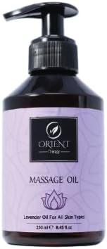 Orient Therapy Lavender Massage Oil – Infused with Lavender Essential Oil for Dry Skin, Aromatherapy, Relaxation, Massage Therapy - Lavender Body Oil, Organic Massage Oil for Couples, 8.45 fl. oz.