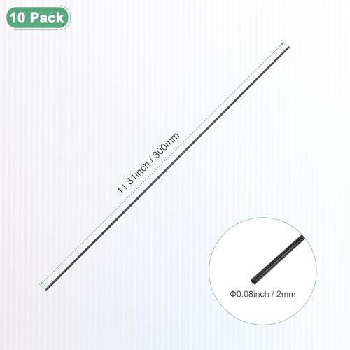 M METERXITY 10erPcs Kohlefaserstäbe 300mm Länge 2mm Durchmesser Kohlefaser Massive Matte Stange Für RC Flugzeug/DIY Basteln/Quadrocopter Arm/Modellbau Drachen Flügel Rohr [11.81 x 0.08IN]