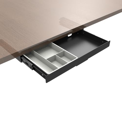 Mofangtech Under Desk Slide Out Pencil Drawer Storage Organizer 15 Inch Wide Ball-Bearing Slides Black (8x14.4 Inch)