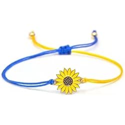 Pulsera Margaritas Abalorios Cuerda trenzada a Mano Margarita Flor Pulsera con Abalorios Color Azul Amarillo Ucrania Bandera Nacional Pulseras para Mujeres Hombres Pulsera Niza Processed