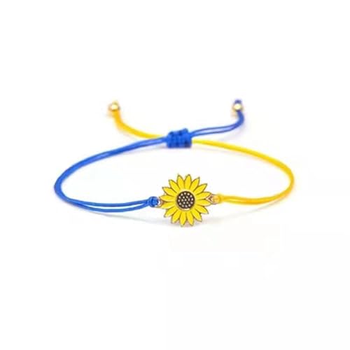 Fashion Daisy Flower Bracelet Ukraine Flag Hand-woven Rope Charm Bracelets for Women Men Couple Jewelry Travel Party Gifts Nice Design