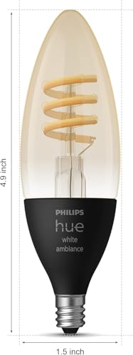 Image of Philips Hue Smart 40W Candle-Shaped Filament LED Bulb - White Ambiance Warm-to-Cool White Light - 2 Pack - 350LM - E12 - Indoor - Control with Voice or App