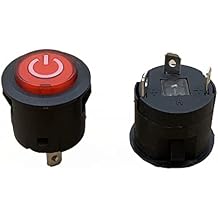 weelye 2PCS Push Button Power Supply Switch Start Button Switch for ChildrenElectric Powered Wheel Replacement Parts Kids Ride-On Car Toys Accessory Self Locking Glowing with LED Light