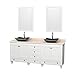 Wyndham Collection Acclaim 80" Double Bathroom Vanity in White, Ivory Marble Countertop, Altair Black Granite Sinks & 24" Mirrors