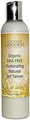 GLIMMER GODDESS Organic Self Tanner Lotion, Scented, Regular, DHA Free, 8oz