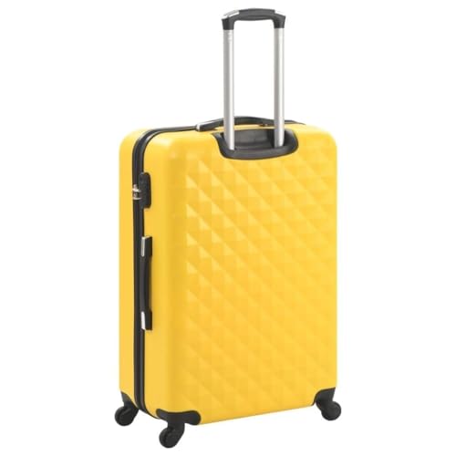 Lightweight Yellow Hardcase Trolley Set - 3 Piece Luggage Set with Internal Straps and Security Locks4