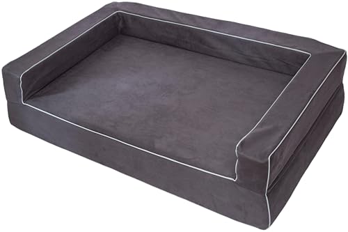 Mama halo XX-Large 60"x48"x11" Solid Orthopedic Memory Foam Dog Bed for Arthritis Relief & Hip Dysplasia - Bolster Style with Premium YKK Zipper Waterproof Washable Cover for Senior Dogs 100-200lbs