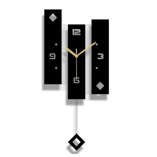 SHISEDECO Creative Mute Modern Large Pendulum Clock in Black & White, Decorative Modern Silent Decor for Home, Kitchen,Living Room,Office - Colorful Acrylic Art Design(Full Range Available)