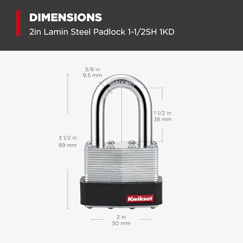 Kwikset Laminated Steel Padlock with Hardened Steel Shackle, 1-Pack, Silver by Kwikset - Used condition - Image 3