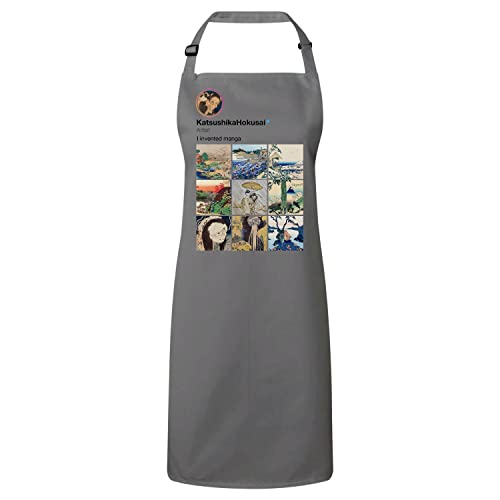 Tablier cuisine gris Hokusai le cadeau idéal pour amateurs d'art Japon et de cuisine
