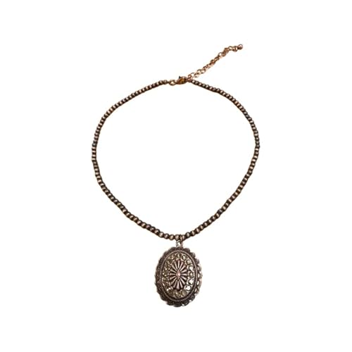 Western Style Necklaces For Women Concho With Rhinestone 16 Inch Necklaces Navajo Pearl (Copper Concho), Charm Size(1.15''*1.35'') Length 16''+3(Ext) #TOP21